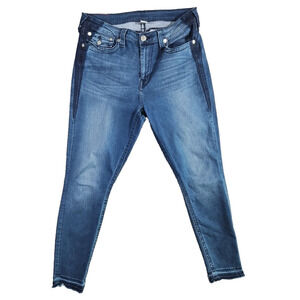 True Religion Men’s Straight Flap Skinny Dark Wash Dark Stripe Denim Jeans 34